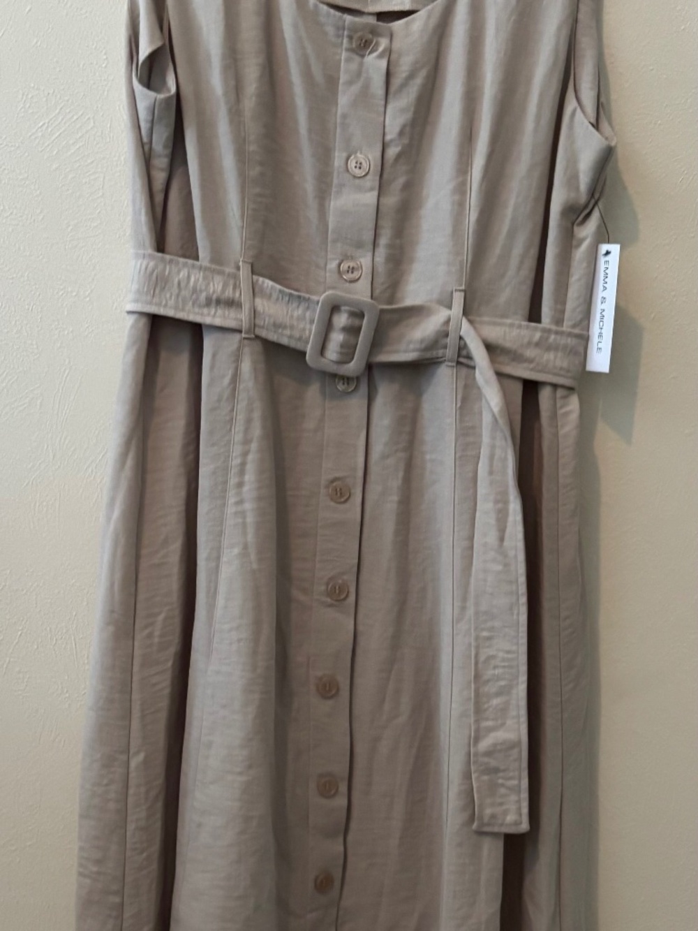 Emma & Michele Women's Pebble Button Down Long Maxi Belted Dress - Size XL